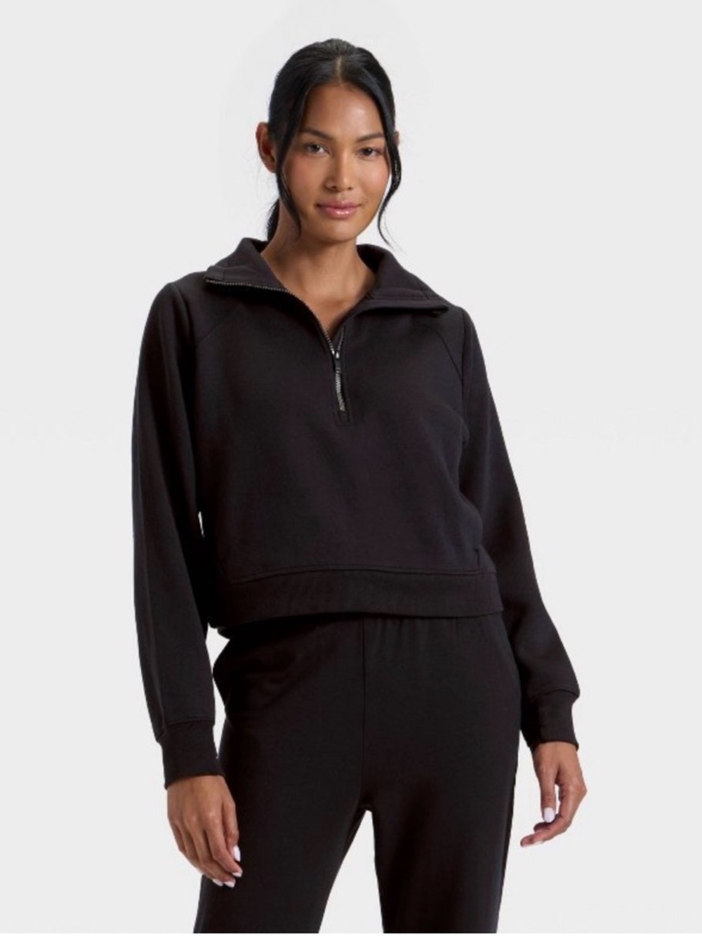 NWT Women's All in Motion Black Core Fleece Half-Zip Pullover Sweatshirt 3X